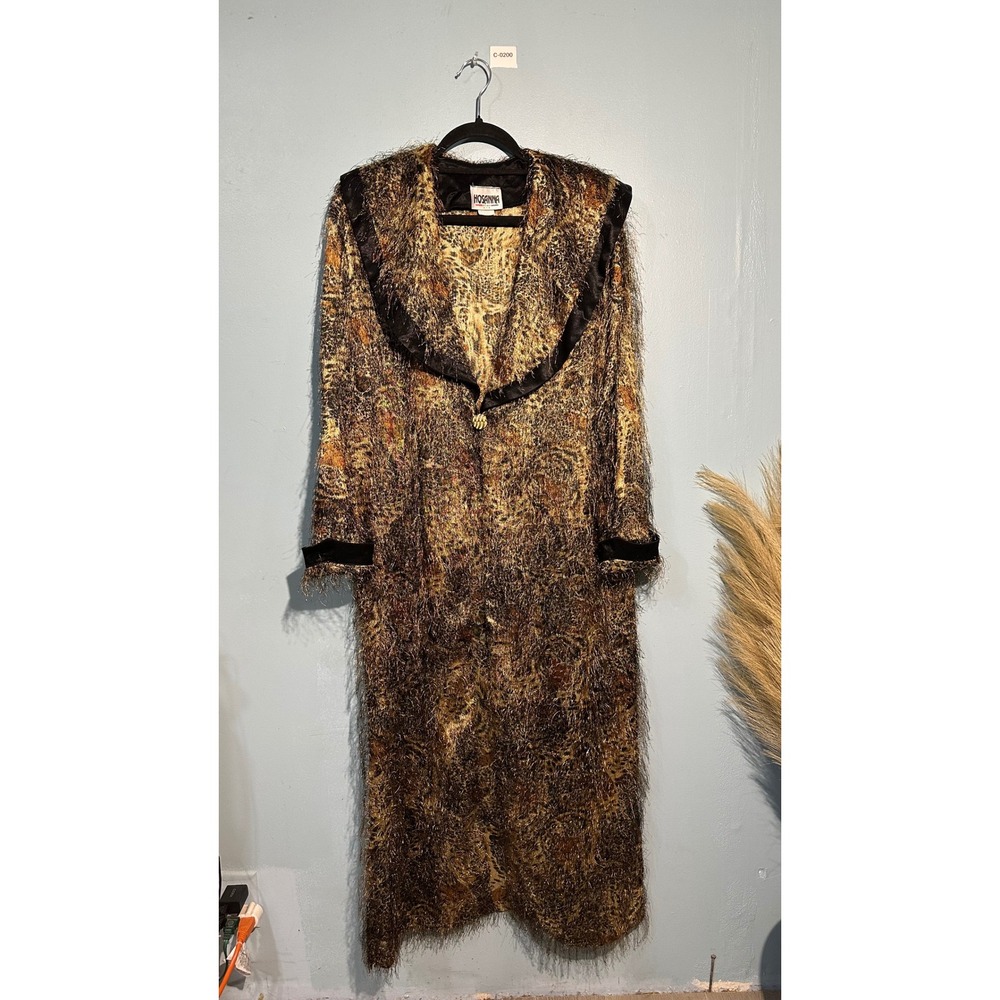 Hosanna Design USA Vintage Leopard Print Eyelash Fringe Duster Coat Medium
